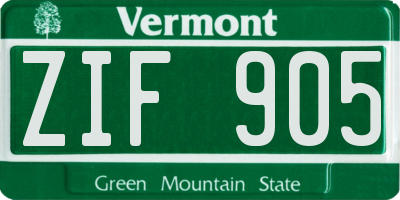 VT license plate ZIF905