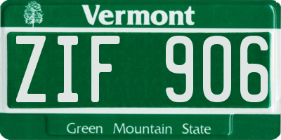 VT license plate ZIF906