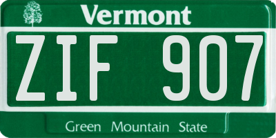 VT license plate ZIF907
