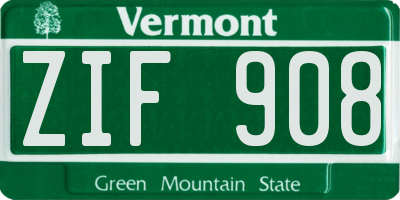 VT license plate ZIF908