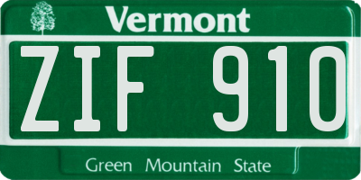 VT license plate ZIF910