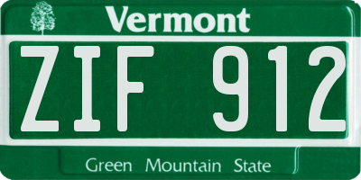 VT license plate ZIF912