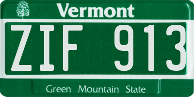 VT license plate ZIF913
