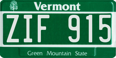 VT license plate ZIF915