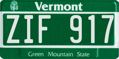 VT license plate ZIF917