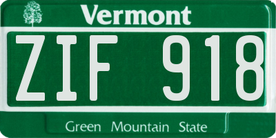 VT license plate ZIF918
