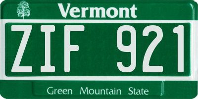 VT license plate ZIF921