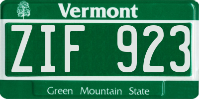 VT license plate ZIF923