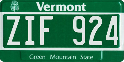 VT license plate ZIF924