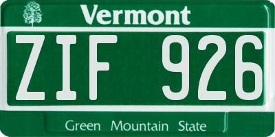 VT license plate ZIF926