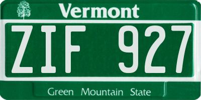 VT license plate ZIF927