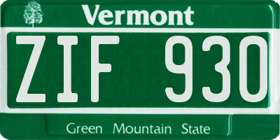 VT license plate ZIF930