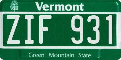 VT license plate ZIF931