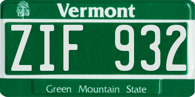 VT license plate ZIF932