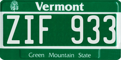 VT license plate ZIF933