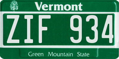 VT license plate ZIF934