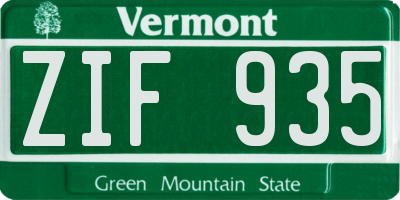 VT license plate ZIF935