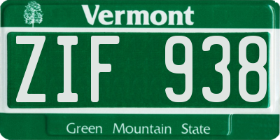 VT license plate ZIF938