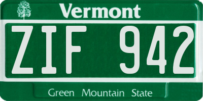 VT license plate ZIF942