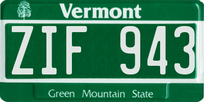 VT license plate ZIF943