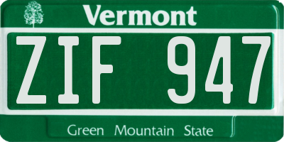 VT license plate ZIF947
