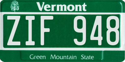 VT license plate ZIF948