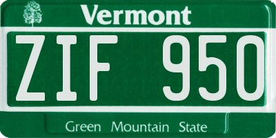 VT license plate ZIF950
