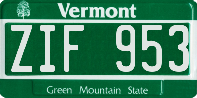 VT license plate ZIF953