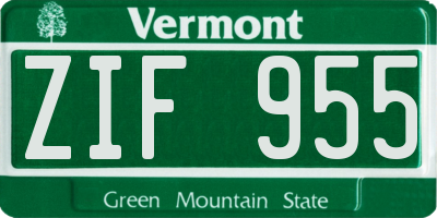 VT license plate ZIF955