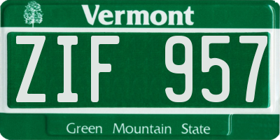 VT license plate ZIF957