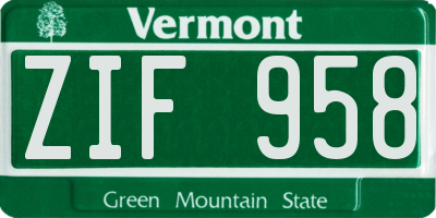 VT license plate ZIF958