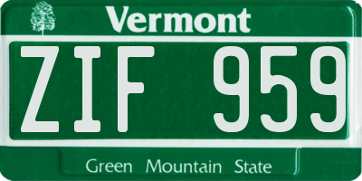 VT license plate ZIF959