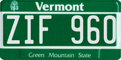 VT license plate ZIF960