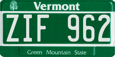 VT license plate ZIF962