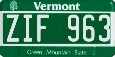 VT license plate ZIF963