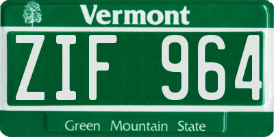 VT license plate ZIF964