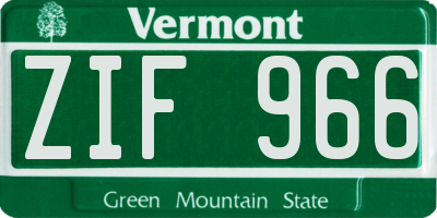 VT license plate ZIF966