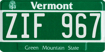 VT license plate ZIF967