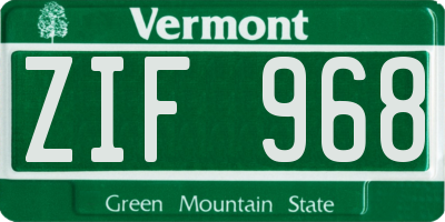 VT license plate ZIF968