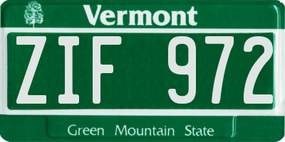VT license plate ZIF972