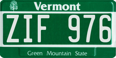 VT license plate ZIF976
