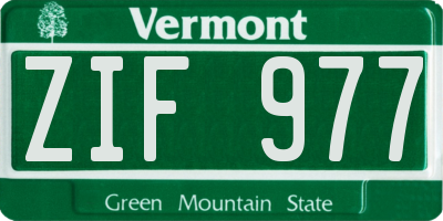 VT license plate ZIF977