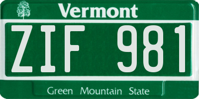 VT license plate ZIF981