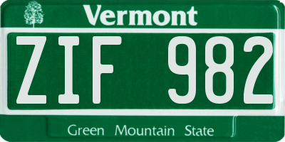VT license plate ZIF982