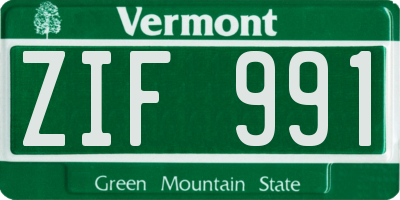 VT license plate ZIF991