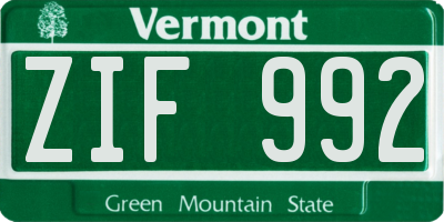 VT license plate ZIF992