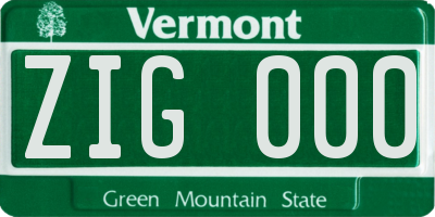 VT license plate ZIG000