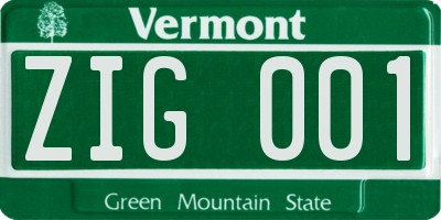 VT license plate ZIG001