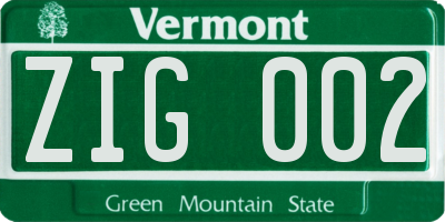 VT license plate ZIG002