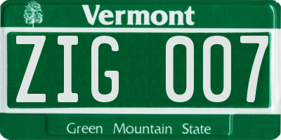 VT license plate ZIG007
